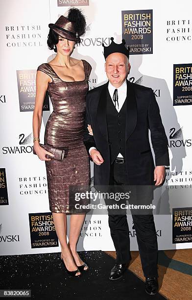 Designer L'Wren Scott and Steven Jones attend the British Fashion Awards 2008 held at The Lawrence Hall on November 25, 2008 in London, England.