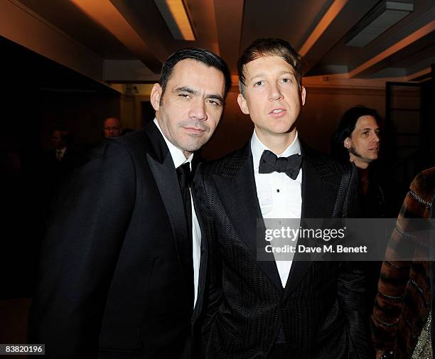 Roland Mouret and Jefferson Hack attend the cocktail reception during the British Fashion Awards, at Lawrence Hall on November 25, 2008 in London,...