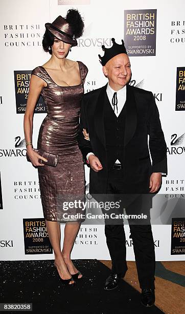 Designer L'Wren Scott and Steven Jones attend the British Fashion Awards 2008 held at The Lawrence Hall on November 25, 2008 in London, England.