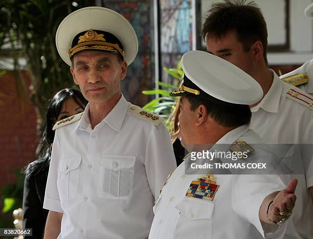 Venezuelan Army chief of staff Admiral Zahin Quintana , speaks with the commander in chief of the Russian Navy, Admiral Vladimir Vysotsky, at the end...