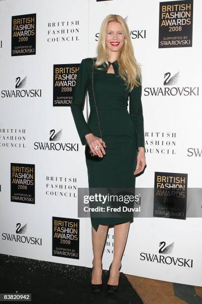 Claudia Schiffer attends the British Fashion Awards at the Royal Horticultural Halls on November 25, 2008 in London, England.