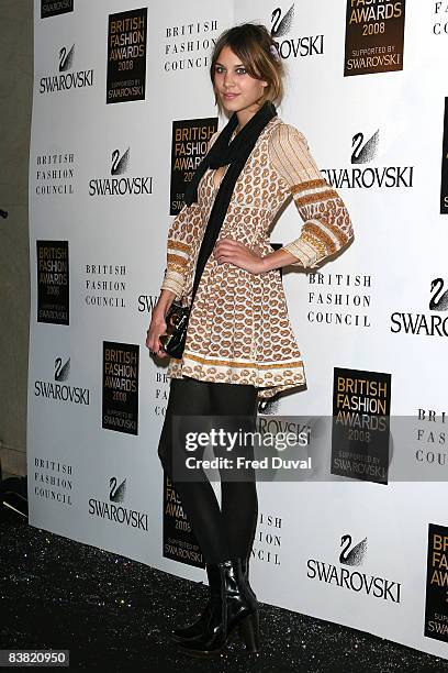 Alexa Chung attends the British Fashion Awards at the Royal Horticultural Halls on November 25, 2008 in London, England.