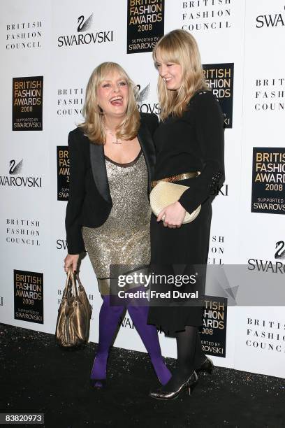 Twiggy and daughter Carly Lawson attend the British Fashion Awards at the Royal Horticultural Halls on November 25, 2008 in London, England.