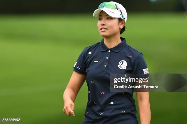 Rikako Morita of Japan smiles during the first round of the Nitori Ladies 2017 at the Otaru Country Club on August 24, 2017 in Otaru, Hokkaido, Japan.