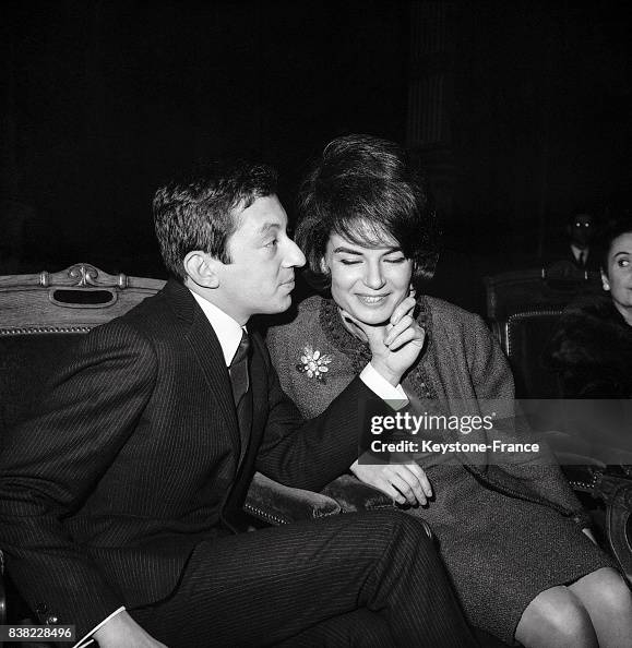 Serge Gainsbourg et sa femme Pancrazzi lors de