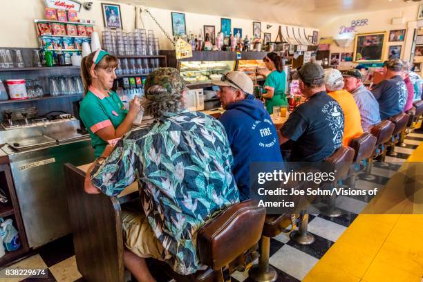 Waitress takes breakfast order at Peggy Sue's Americana Route 66 inspired diner in Yermo, California about eight miles outside of Barstow.