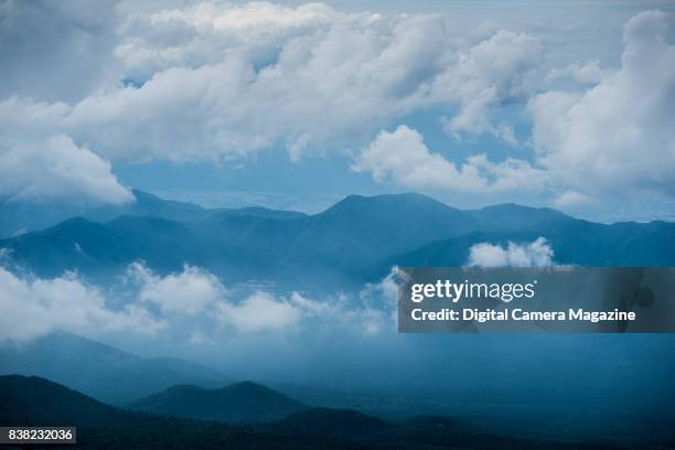 Mountain range shrouded with clouds in Japan, taken on June 17, 2016.