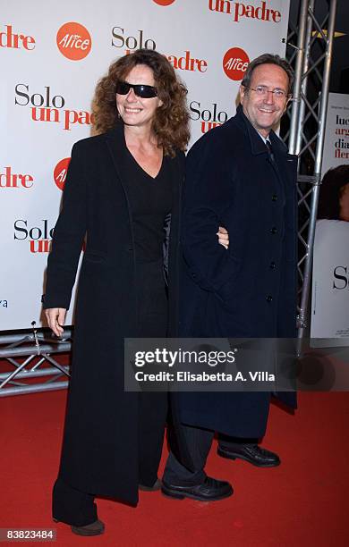 Actress Monica Guerritore and Roberto Zaccaria attend "Solo Un Padre" premiere at Adriano Cinema on November 25, 2008 in Rome, Italy.