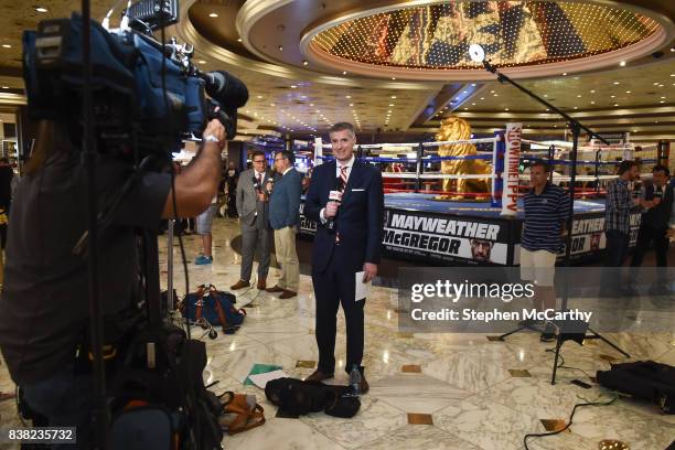 Nevada , United States - 24 August 2017; Media broadcast from the MGM Grand lobby prior to the super welterweight boxing match between Floyd...