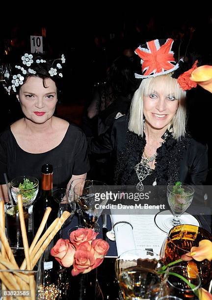 Lulu Guinness and Virginia Bates attend the cocktail reception during the British Fashion Awards, at Lawrence Hall on November 25, 2008 in London,...
