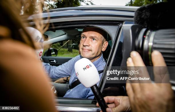 ChristenUnie leader Gert Jan Segers arrives for the government formation talks at the Zwaluwenberg in Hilversum, on August 24, 2017. The leaders of...