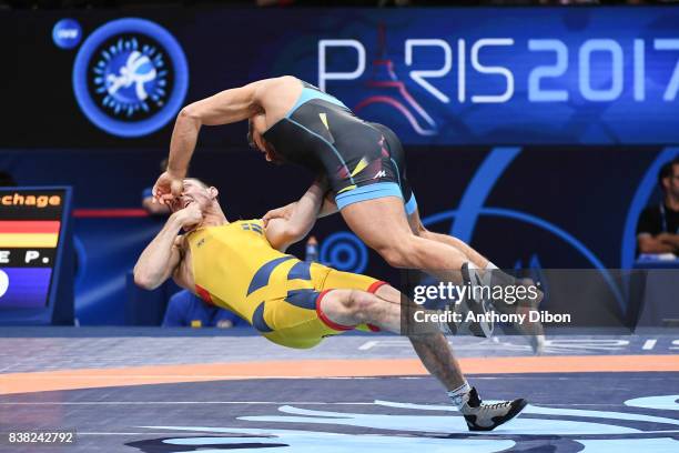 Bjurberg Kes A of Sweden and Eisel p of Germany during the Men's 80 Kg Greco-Roman competition during the Paris 2017 World Championships at...