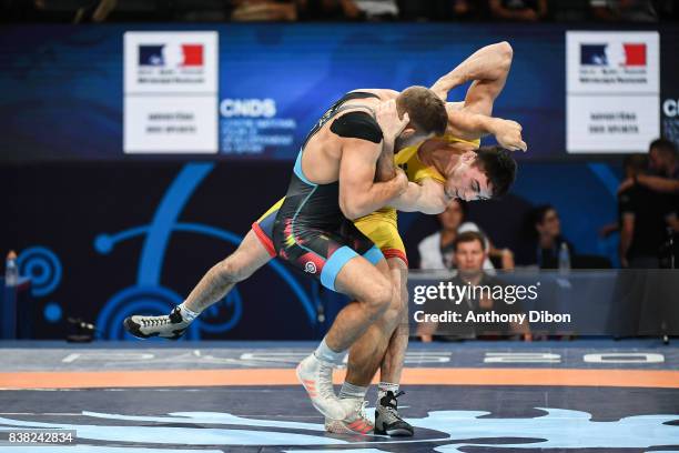 Bjurberg Kes A of Sweden and Eisel p of Germany during the Men's 80 Kg Greco-Roman competition during the Paris 2017 World Championships at...