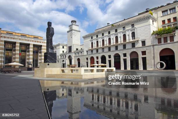 piazza della vittoria, new heart of modern brescia, italy. - brescia stock pictures, royalty-free photos & images