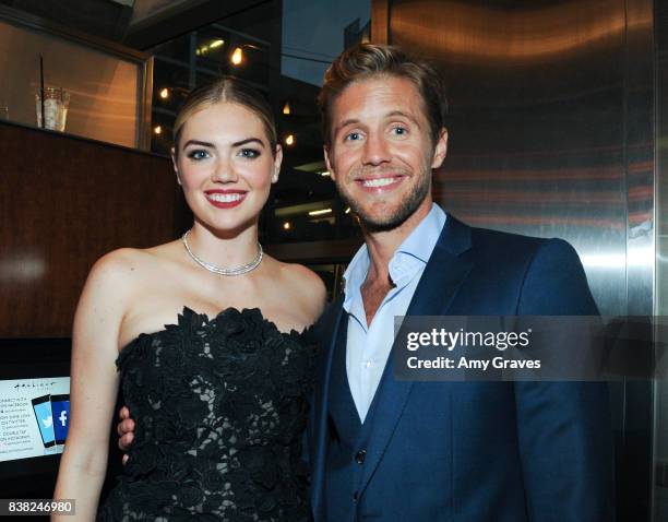 Kate Upton and Matt Barr attend "The Layover" film premiere hosted by Vertical Entertainment, DIRECTV, Foster Grant and SVEDKA on August 23, 2017 in...