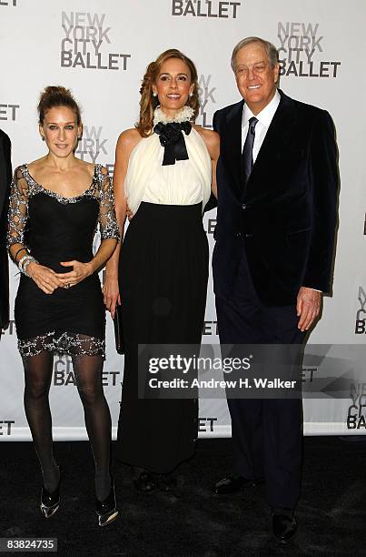 Actress Sarah Jessica Parker, Julia Koch and David Koch attend the opening night celebration of the New York City Ballet at David H. Koch Theater,...