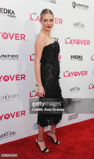 Kate Upton attends "The Layover" film premiere hosted by Vertical Entertainment, DIRECTV, Foster Grant and SVEDKA on August 23, 2017 in Los Angeles,...