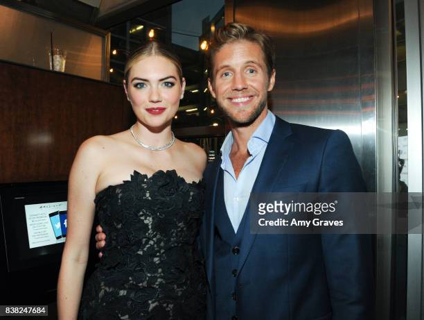 Kate Upton and Matt Barr attend "The Layover" film premiere hosted by Vertical Entertainment, DIRECTV, Foster Grant and SVEDKA on August 23, 2017 in...