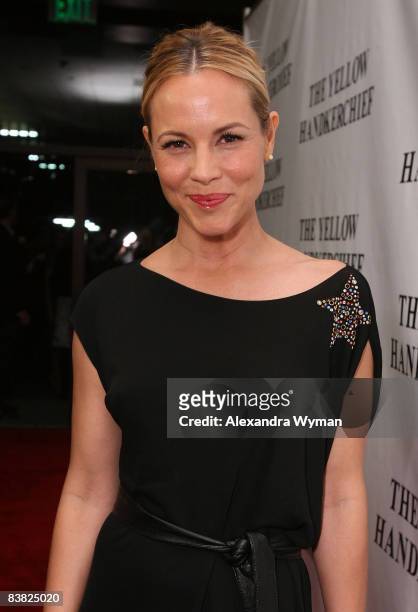 Maria Bello arrives on the red carpet of the Los Angeles premiere of "The Yellow Handkerchief" at The WGA Theatre on November 25, 2008 in Beverly...