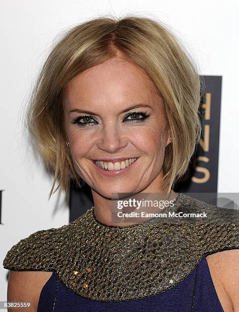 Television presenter Mariella Frostrup poses at the winners boards at the British Fashion Awards 2008 November 25, 2008 in London, England.