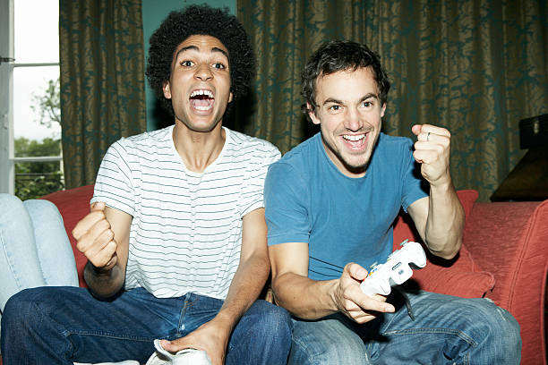 Friends playing video game