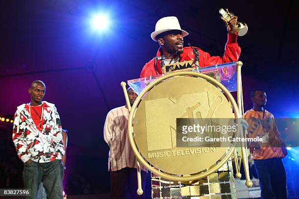9ice holds his Award for Best Hip Hop Artist at the MTV Africa Music Awards 2008 at the Abuja Velodrome on November 22, 2008 in Abuja, Nigeria.