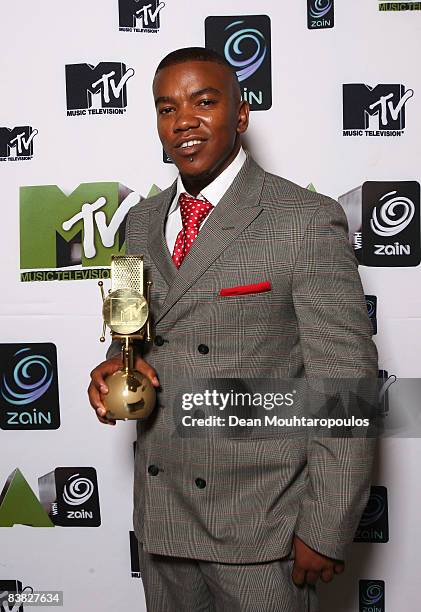 Loyiso poses backstage at the MTV Africa Music Awards 2008 at the Abuja Velodrome on November 22, 2008 in Abuja, Nigeria.