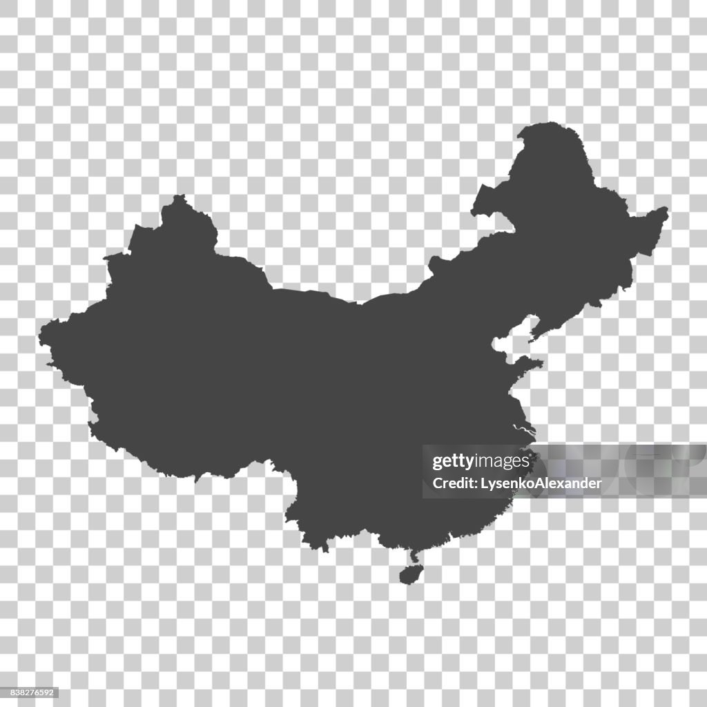 China map. Grey vector illustration on isolated background