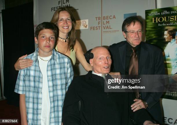 Christopher Reeve , with Robin Williams, son Will and wife Dana