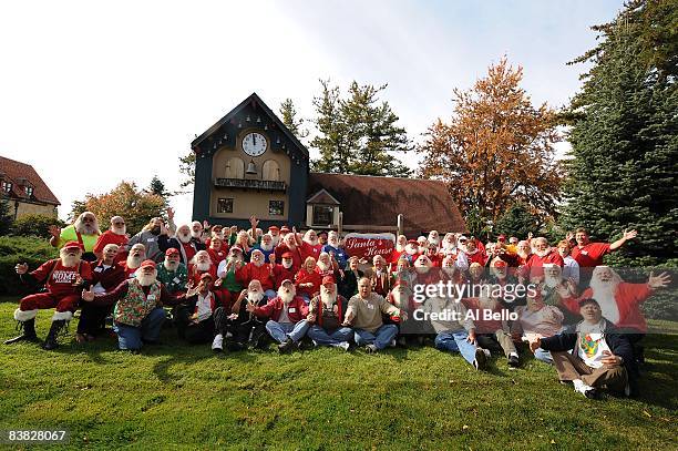 Santa Students pose outside The Santa House during the Charles W. Howard Santa Claus School workshop on October 17, 2008 in Midland, Michigan. The...