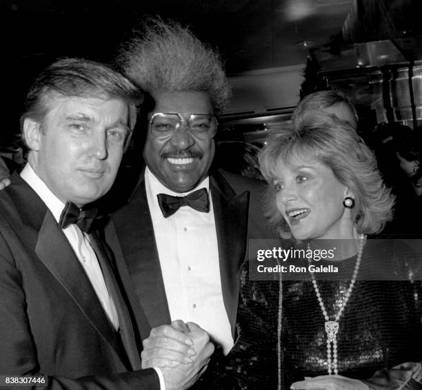 Donald Trump, Don King and Barbara Walters attend "The Art of the Deal" Book Party on December 12, 1987 at Trump Tower in New York City.