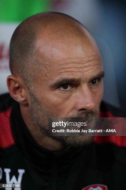 Paul Warne manager / head coach of Rotherham United during the Carabao Cup Second Round match between Huddersfield Town and Rotherham United at The...