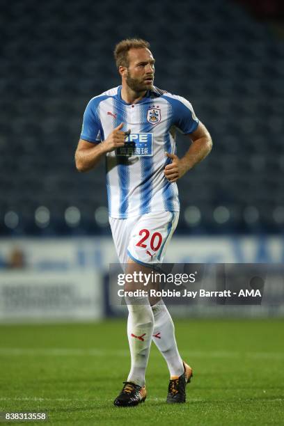 Laurent Depoitre of Huddersfield Town during the Carabao Cup Second Round match between Huddersfield Town and Rotherham United at The John Smiths...