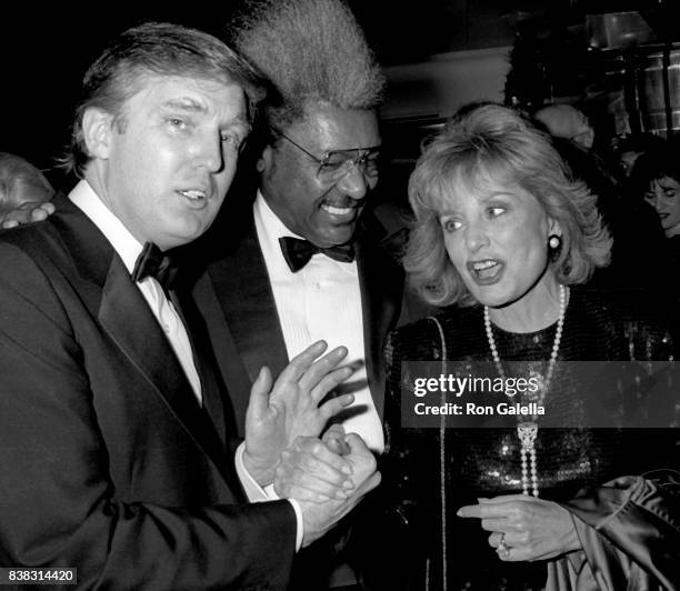 Donald Trump, Don King and Barbara Walters attend "The Art of the Deal" Book Party on December 12, 1987 at Trump Tower in New York City.