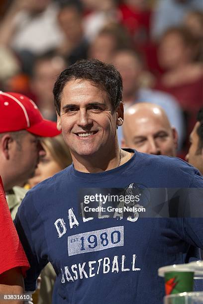 Dallas Mavericks owner Mark Cuban in stands during game vs Houston Rockets. Houston, TX CREDIT: Greg Nelson