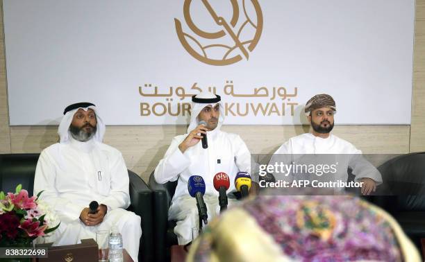 Bader Al-Kharafi , vice-chairman and Group CEO of Zain Group, sits between Omantel CEO Talal Said al-Mamari , and the CEO of Boursa Kuwait Khaled...