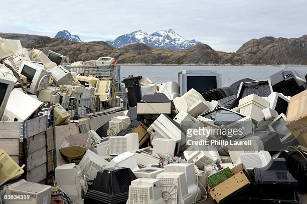 recycling plant tellies and monitors norway. - garbage dump stock pictures, royalty-free photos & images