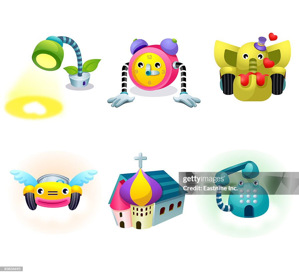 Various objects displayed against white background