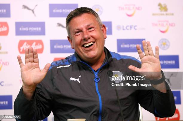 Manager Craig Shakespeare during a Leicester City press conference at Belvoir Drive Training Complex on August 24 , 2017 in Leicester, United Kingdom.