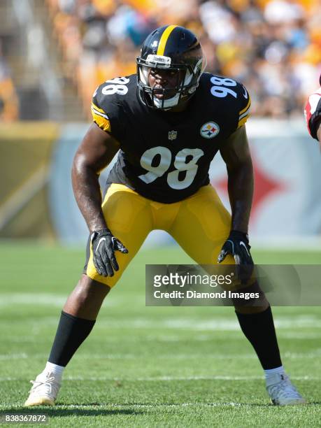 Linebacker Vince Williams of the Pittsburgh Steelers awaits the snap from his position in the first quarter of a preseason game on August 20, 2017...