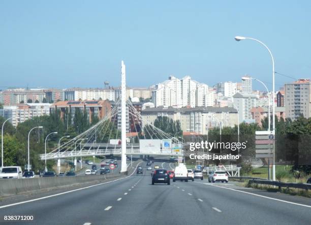 motorway to the city of la coruña - a coruna stock pictures, royalty-free photos & images