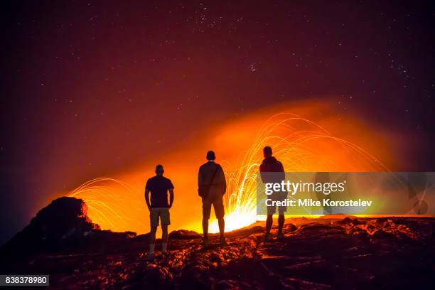 erta ale active volcano with lava lake - lava stock pictures, royalty-free photos & images