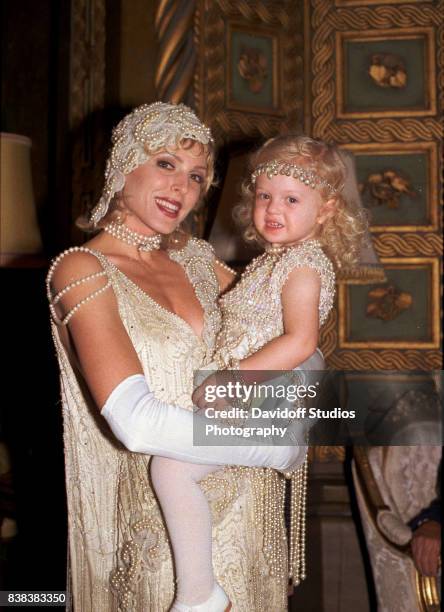 Portrait of American actress Marla Maples and her daughter, Tiffany Trump, during a 'roaring 20's' party at the Mar-a-Lago estate, Palm Beach,...