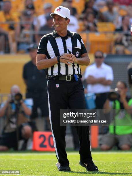 Referee Gene Steratore stands on the field in the second quarter of a game on August 20, 2017 between the Atlanta Falcons and Pittsburgh Steelers at...