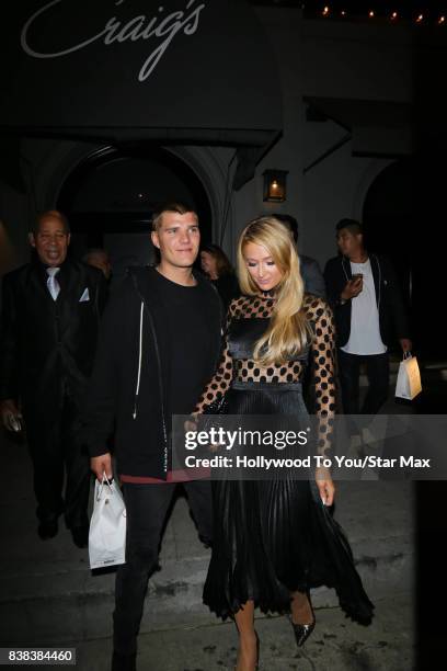 Paris Hilton and Chris Zylka are seen on August 23, 2017 in Los Angeles, CA.