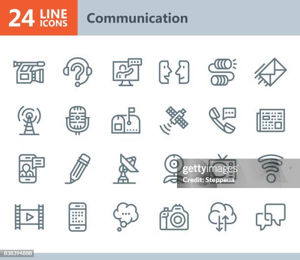 communication - line vector icons - question bubble stock illustrations