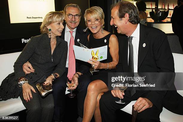 Actress Monika Peitsch , husband Sven Hansen Hoechstedt , publisher Hubert Burda and Uschi Glas attend the Tribute to Bambi Party at the Europapark...