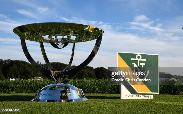 View of the new tournament trophy during practice for THE NORTHERN TRUST at Glen Oaks Club on August 23 in Old Westbury, New York.