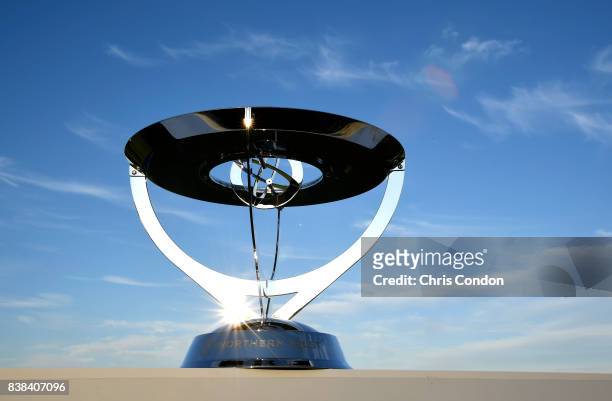 View of the new tournament trophy during practice for THE NORTHERN TRUST at Glen Oaks Club on August 23 in Old Westbury, New York.