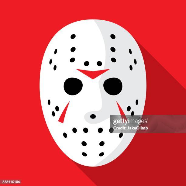 hockey mask icon flat - terrified stock illustrations